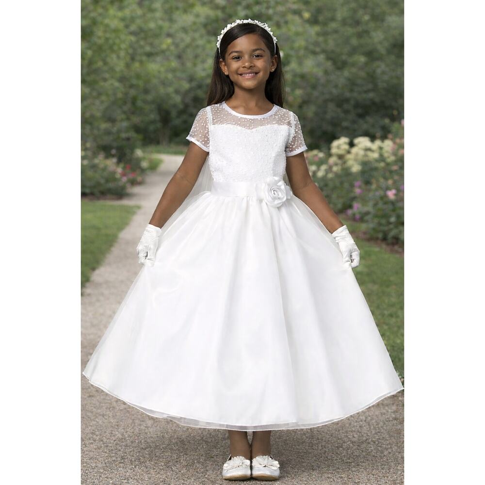 NEW Girls First Holy Communion Dress Size 10X - Embroidered Tulle Organza Dress